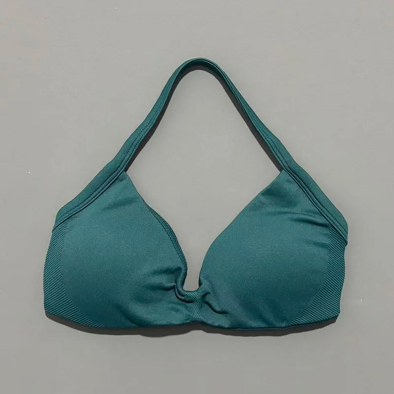 Sports Strappy Bra Yoga Underwear Women Gym Top Running Exercise Backless Bra High Support Active Wear Fitness Workout Halter