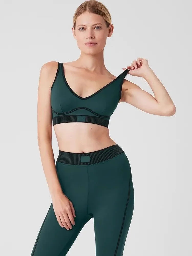 2025--Yoga Sports Jogger Woman Yoga 2 Piece Set Line Up Bra Workout Gym Clothe Active Wear Run Vest Fitness Tracksuit