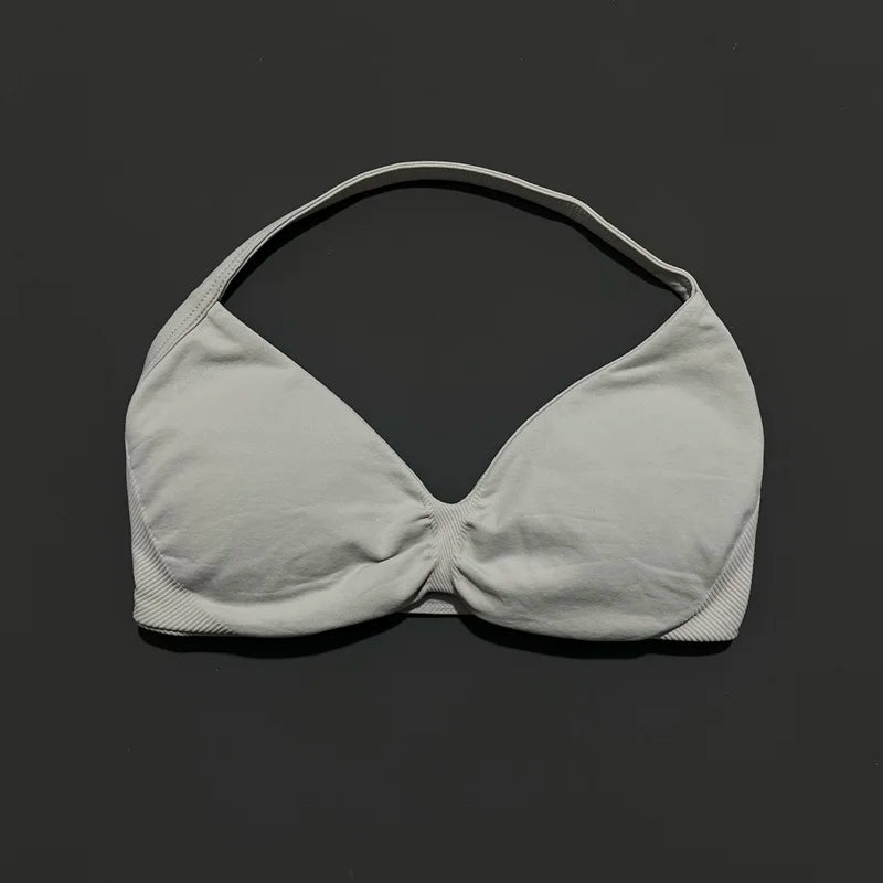 Sports Strappy Bra Yoga Underwear Women Gym Top Running Exercise Backless Bra High Support Active Wear Fitness Workout Halter